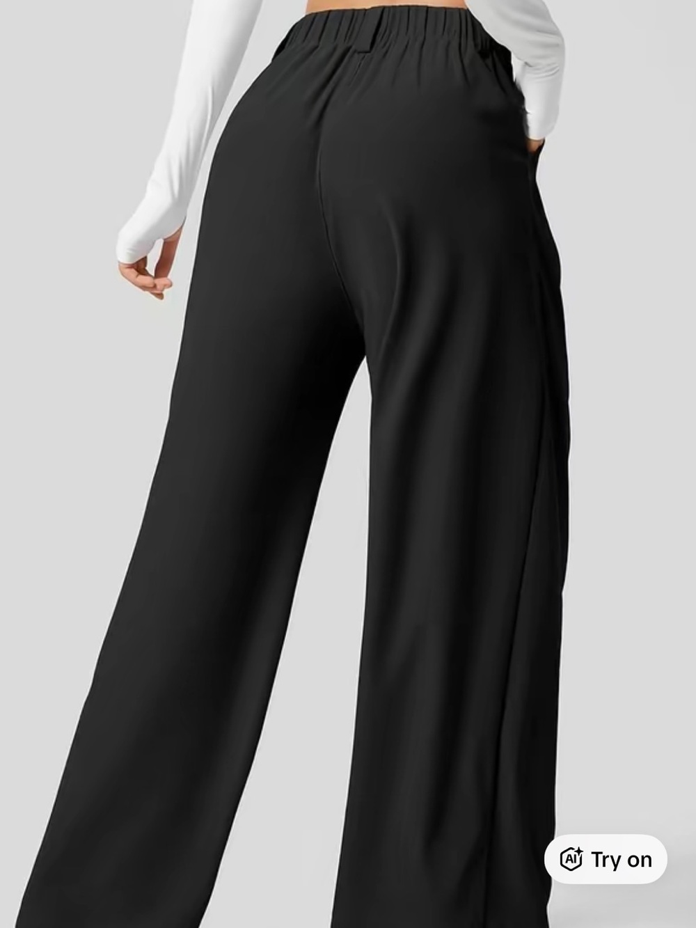 Halara Waffle Knit Trousers - Black - Plus Size Work Pants